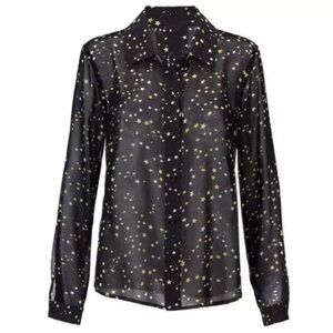 CAbi Galaxy Blouse Women Size M Style #3592 Starry Night Celestial Stars